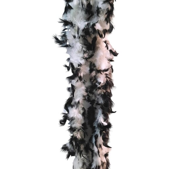 White with Black Tips 3 Ct Chandelle Feather Boa 45 gm 2 yds - Picture 1 of 3